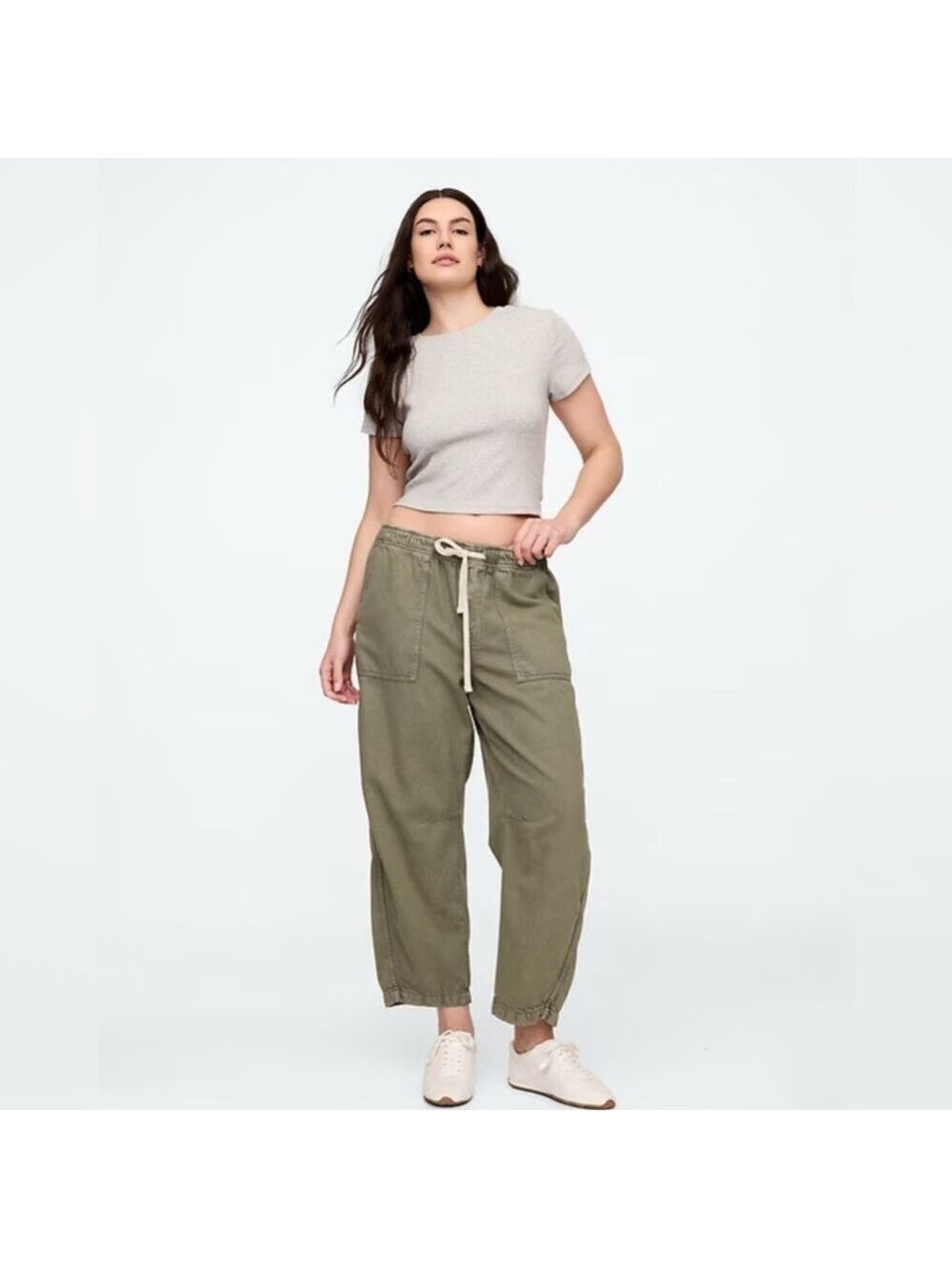 Gap Mid Rise Pull-On Soft Barrel Jeans in Mesculen Green Baggy Streetwear Skater